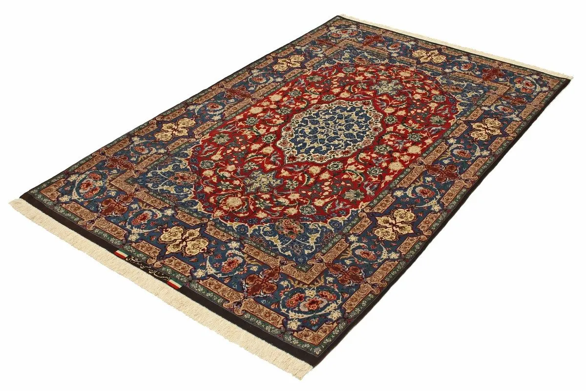 Perser Esfahan — handgeknüpfter Wolle-Teppich aus Esfahan, Halbantik. — Ansicht 2