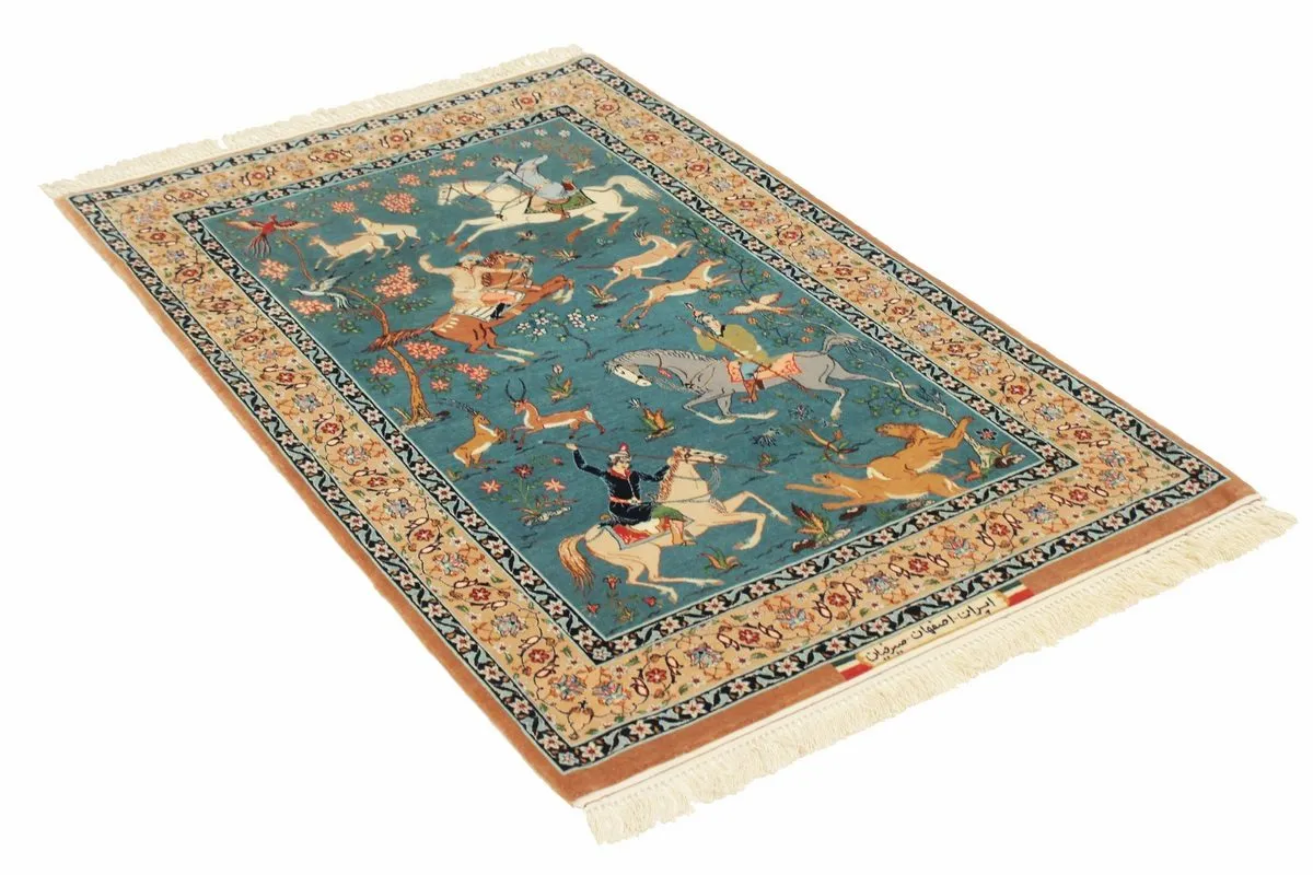 Perser Esfahan — handgeknüpfter Wolle-Teppich aus Esfahan, Halbantik. — Ansicht 2