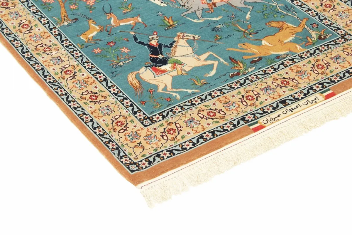 Perser Esfahan — handgeknüpfter Wolle-Teppich aus Esfahan, Halbantik. — Ansicht 3