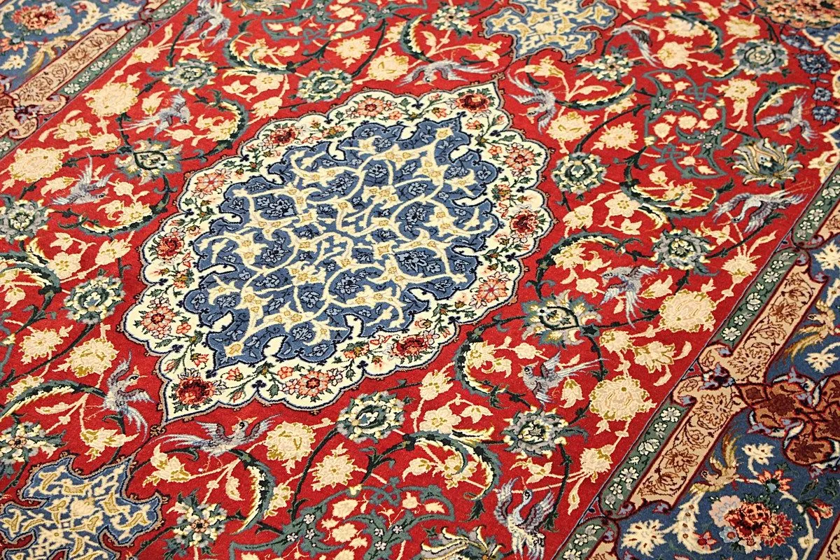 Perser Esfahan — handgeknüpfter Wolle-Teppich aus Esfahan, Halbantik. — Ansicht 4