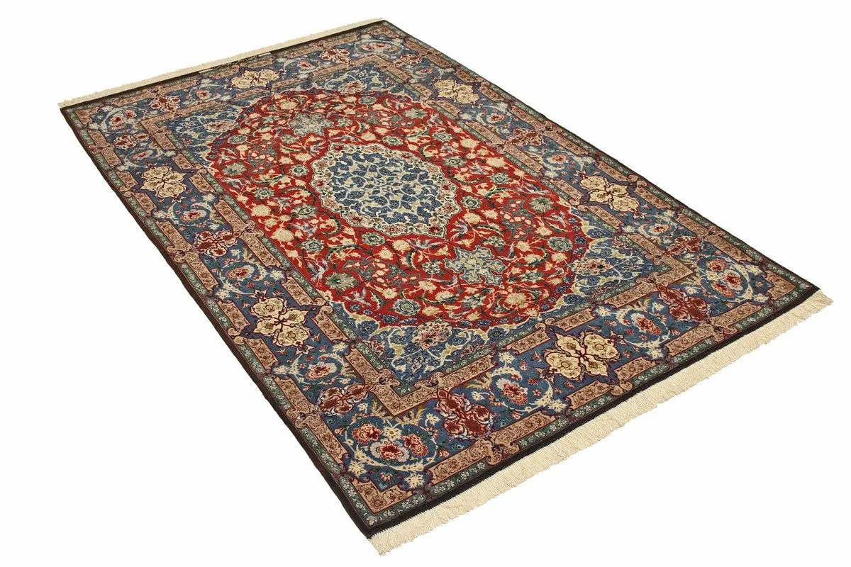 Perser Esfahan — handgeknüpfter Wolle-Teppich aus Esfahan, Halbantik. — Ansicht 5