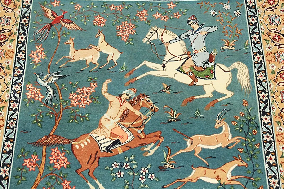 Perser Esfahan — handgeknüpfter Wolle-Teppich aus Esfahan, Halbantik. — Ansicht 6