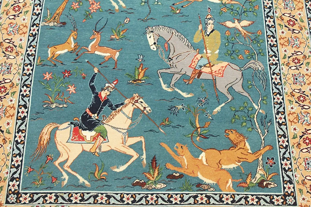 Perser Esfahan — handgeknüpfter Wolle-Teppich aus Esfahan, Halbantik. — Ansicht 7
