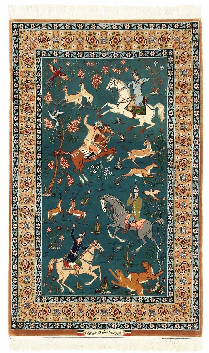 Perser Esfahan — handgeknüpfter Wolle-Teppich aus Esfahan, Halbantik.