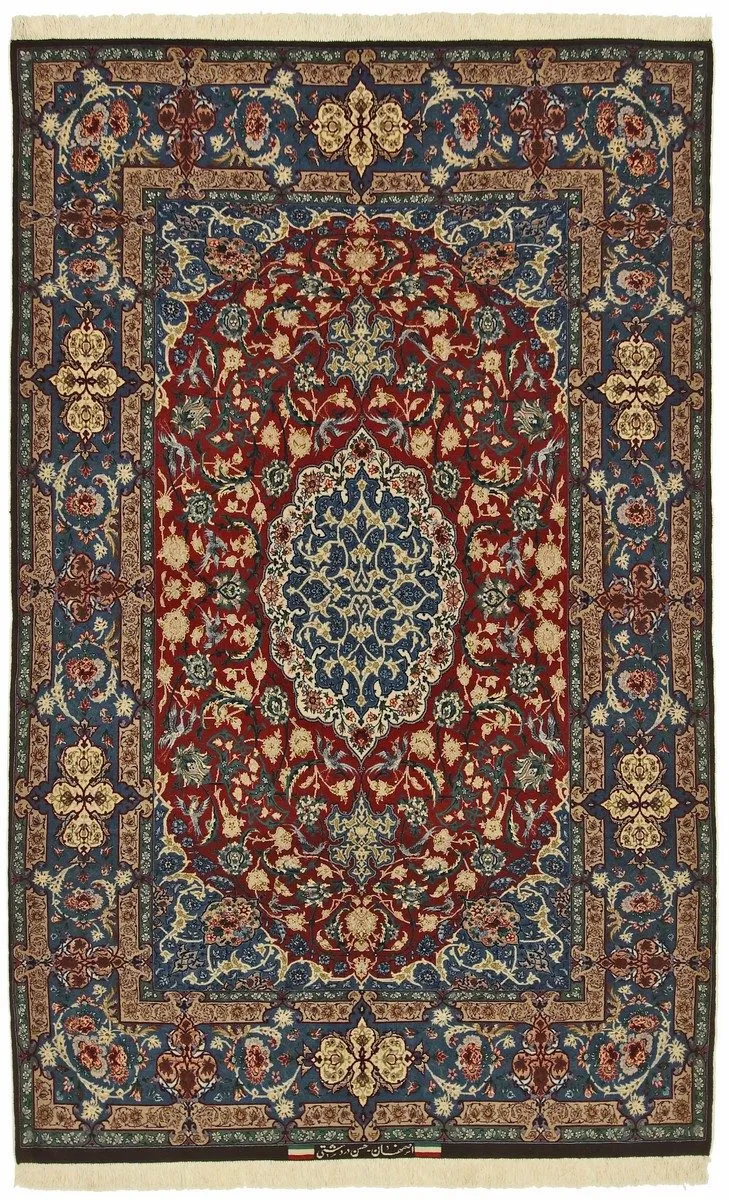 Perser Esfahan — handgeknüpfter Wolle-Teppich aus Esfahan, Halbantik.