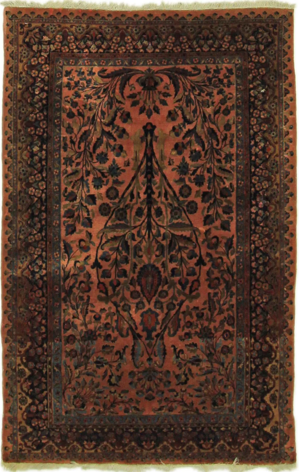 Antiker Perser Esfahan Seide — handgeknüpfter Seide-Teppich aus Esfahan, Antik.